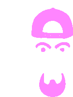 a pink hat with a beard and eyebrows is shown on a white background