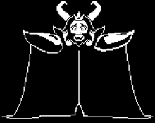 a pixel art drawing of a monster with horns and wings on a black background .