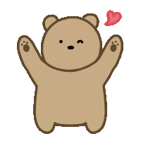 a brown teddy bear with its arms outstretched and a heart above its head