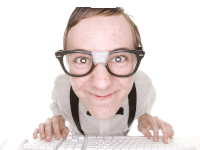 a man with glasses and a bandage on his nose is typing on a keyboard