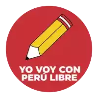 a red circle with a yellow pencil and the words yo voy con peru libre on it