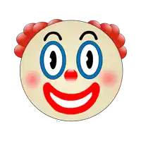 a clown 's face with red hair and blue eyes