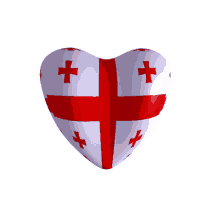 a heart shaped flag of georgia with red crosses on a white background