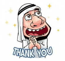 a cartoon of a man saying thank you .