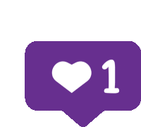 a purple speech bubble with a heart and the number one on it