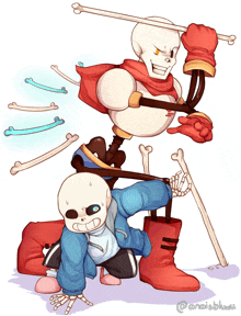 a drawing of papyrus and sans from undertale with the hashtag @anaigbluesa