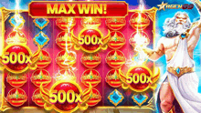 a screenshot of a slot machine with a picture of a greek god on it .