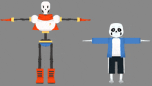 papyrus and sans are standing next to each other