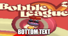 a game called bobble league has a picture of a cartoon character on it