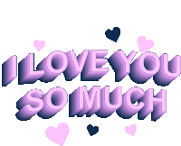 a purple i love you so much sign with pink hearts