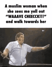 a muslim woman yells out waaave cheeck and walks towards her