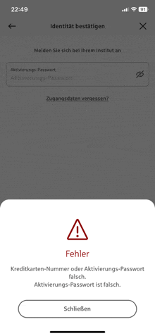 a phone screen shows a warning about a failed login