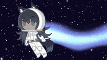 a drawing of a girl in an astronaut 's suit in space