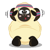 a cartoon illustration of a sheep wearing a headband