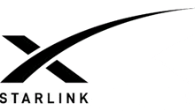 the starlink logo is black and white and looks like a rocket flying through the air .