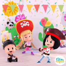 a poster for cleo and cuquin shows a girl in a pirate hat