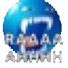 a blurry picture of a blue sphere with the word aaa on it .