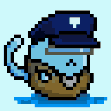 a pixel art of a police officer with a beard