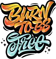 a colorful logo that says burn to be free on it