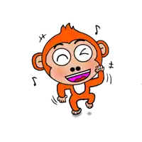 a cartoon monkey is smiling and dancing with music notes around it