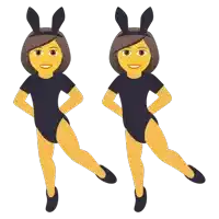 two cartoon girls wearing bunny ears and a black leotard