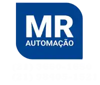 a blue and white logo that says mr automacao on it