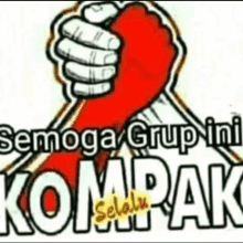 a cartoon drawing of a fist with the words semoga grup ini kompak written below it