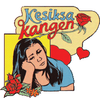 a cartoon drawing of a woman with the words kesiksa kangen above her head