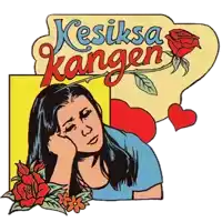 a cartoon drawing of a woman with the words kesiksa kangen above her head