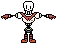 papyrus from undertale is a pixel art character with arms outstretched .