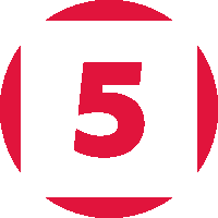 a red circle with the number 5 on it