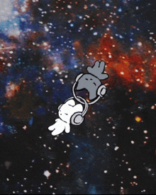 a cartoon of snoopy and woodstock in space