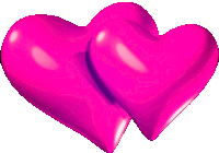 two pink hearts are stacked on top of each other against a white background