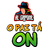 a cartoon of a man in a hat with the words o pai ta on below it