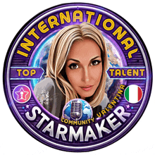 a sign that says international starmaker with a picture of a woman on it