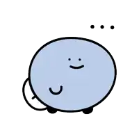 a cartoon drawing of a blue circle with a smiley face on it .