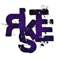 a purple and black logo that says rke on it