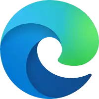 a blue and green logo with the letter e in the center