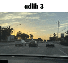 a car is driving down a highway with the words adlib 3 above it