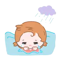 a cartoon drawing of a girl laying in the water