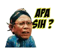 a man wearing glasses and a turban has the words apa sih written on his face