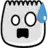 a cartoon drawing of a notebook with a surprised face and a blue tear coming out of it .