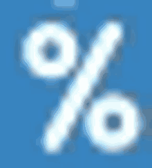 a blue background with a white percentage symbol on it