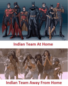 an indian team at home and an indian team away from home poster