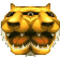 a pixel art drawing of a tiger 's face