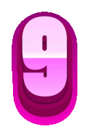 a purple button with a pink number 9 on it