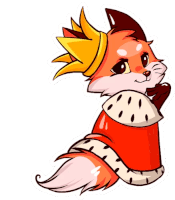 a cartoon fox wearing a crown and a red robe