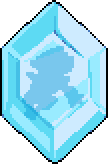 a pixel art of a blue cube with a silhouette of a person inside