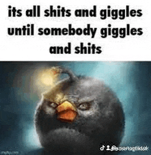 it 's all shits and giggles until somebody giggles and shits angry birds meme