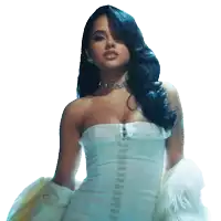 a woman wearing a white corset and a fur coat